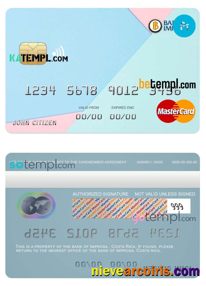 Costa Rica Improsa bank mastercard credit card